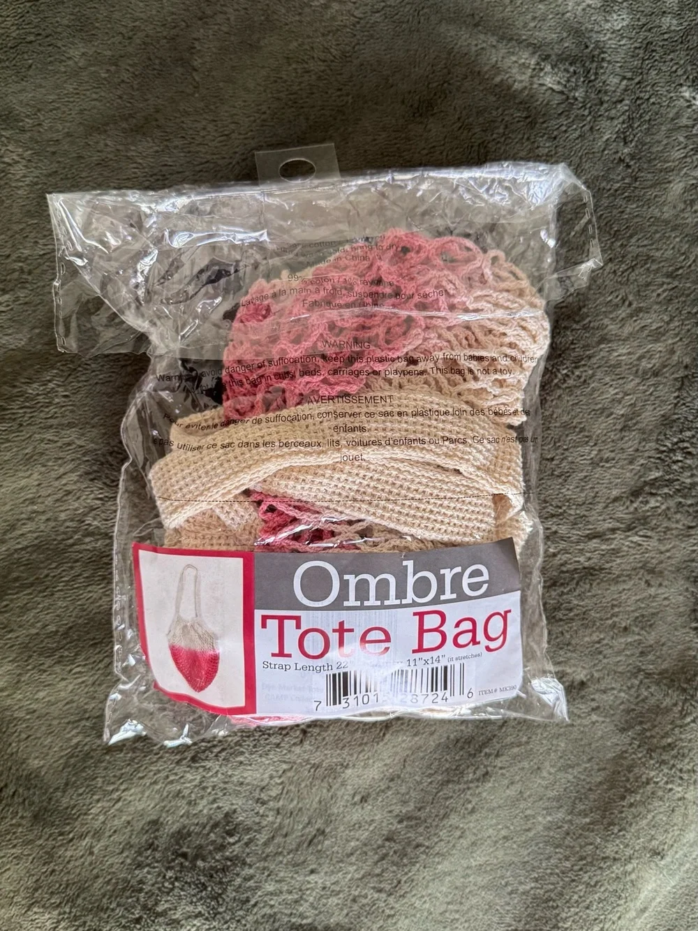 Camp Collection Pink and Cream Market Tote Bag - Picture 3 of 4